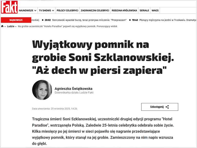 Nagrobek Sonia Szklanowska