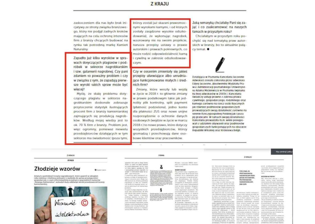 kradzież wzorów nagrobków