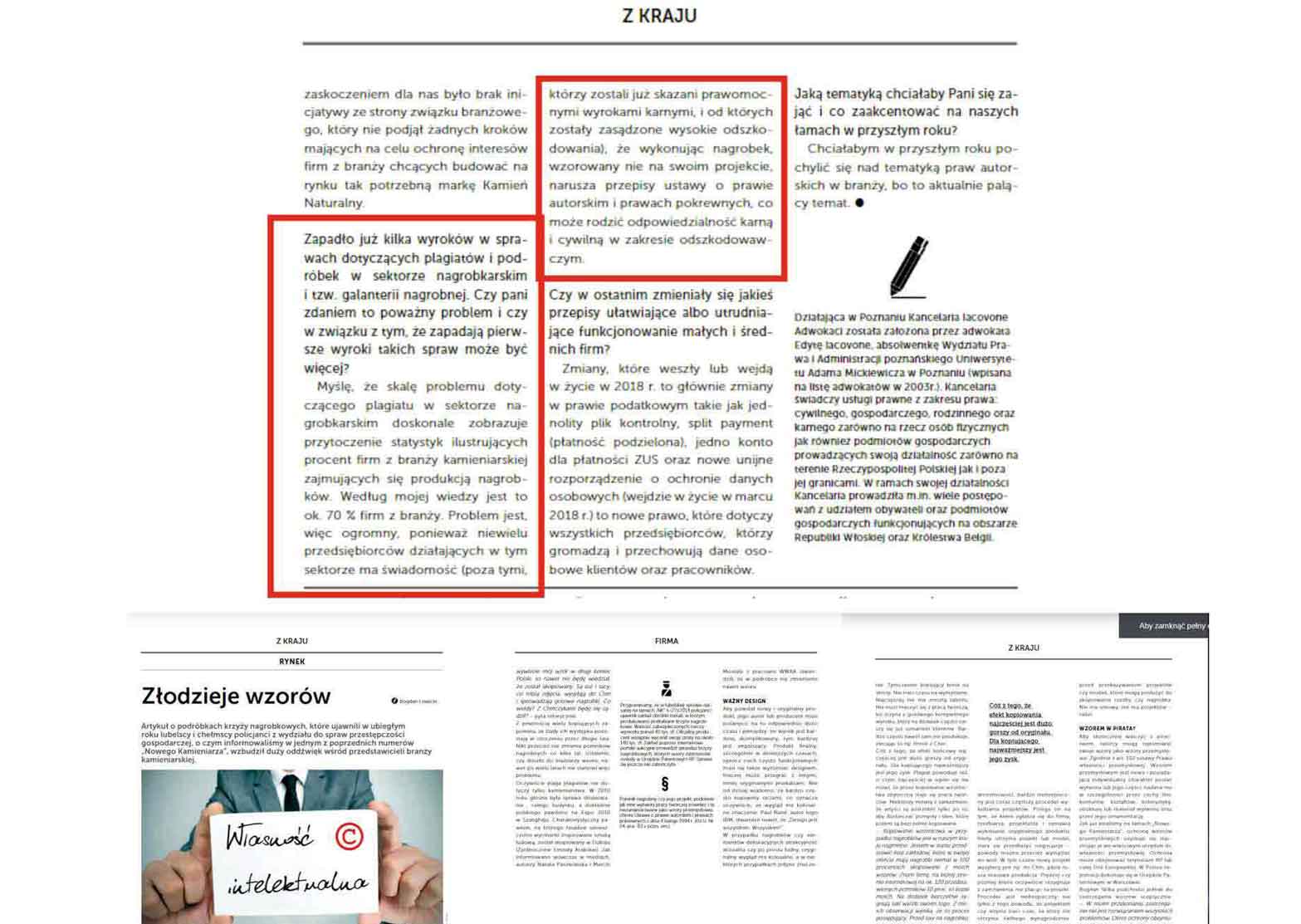 kradzież wzorów nagrobków