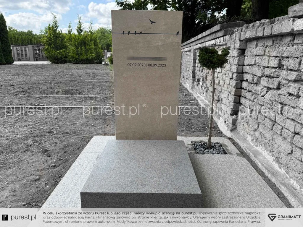 Nagrobek urnowy z roślinami