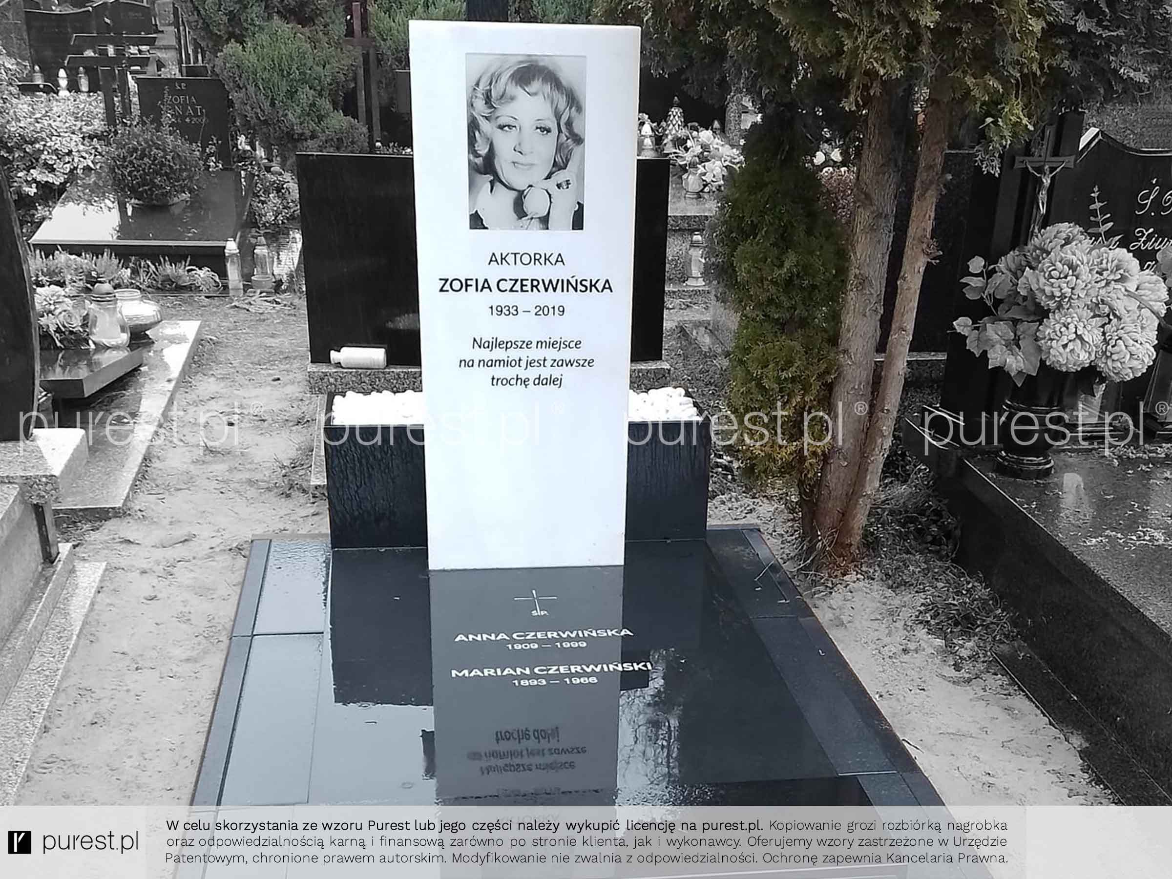 Nagrobek dla aktorki, Zofia Czerwińska nagrobek, pomnik ze zdjęciem, nietypowy napis na nagrobek, Warszawa