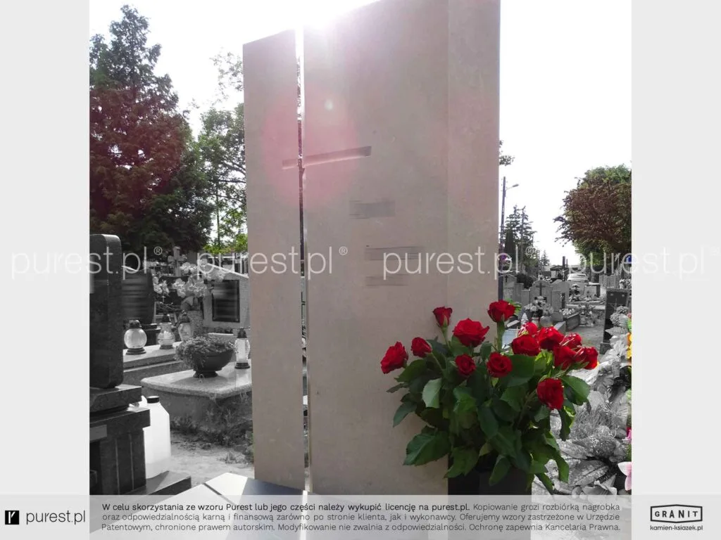 beżowy nagrobek z kwarcytu