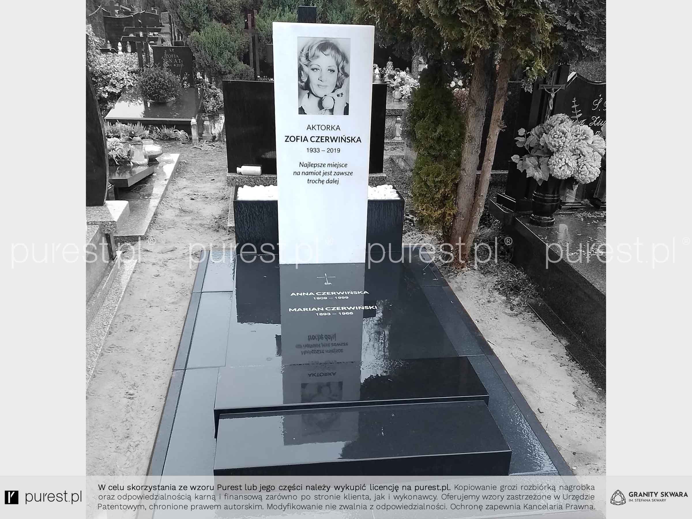 Nagrobek dla aktorki, Zofia Czerwińska nagrobek, pomnik ze zdjęciem, nietypowy napis na nagrobek, Warszawa