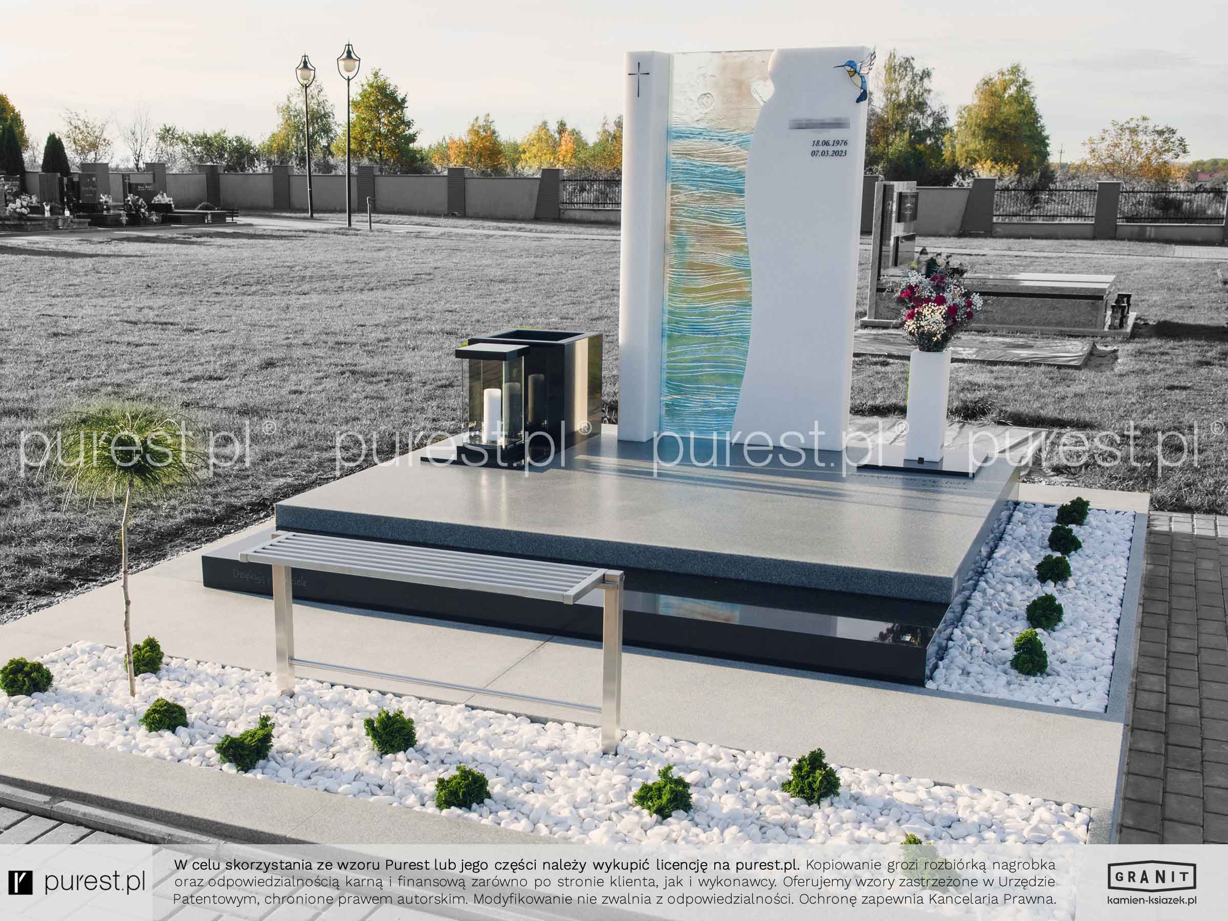 podwójne nagrobki wzory ze szkłem