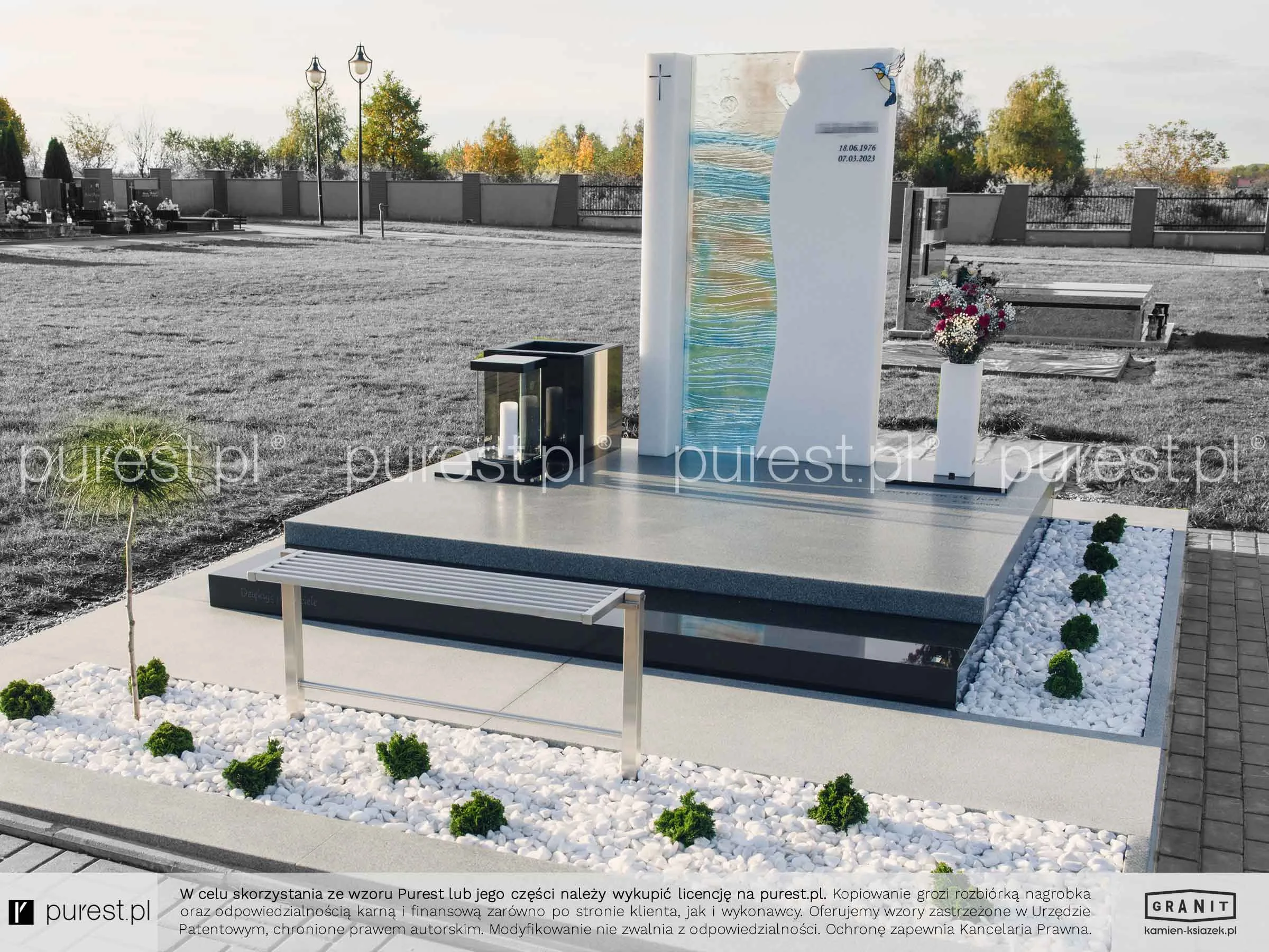Eleganckie nagrobki podwójne ze szkłem Wieluń