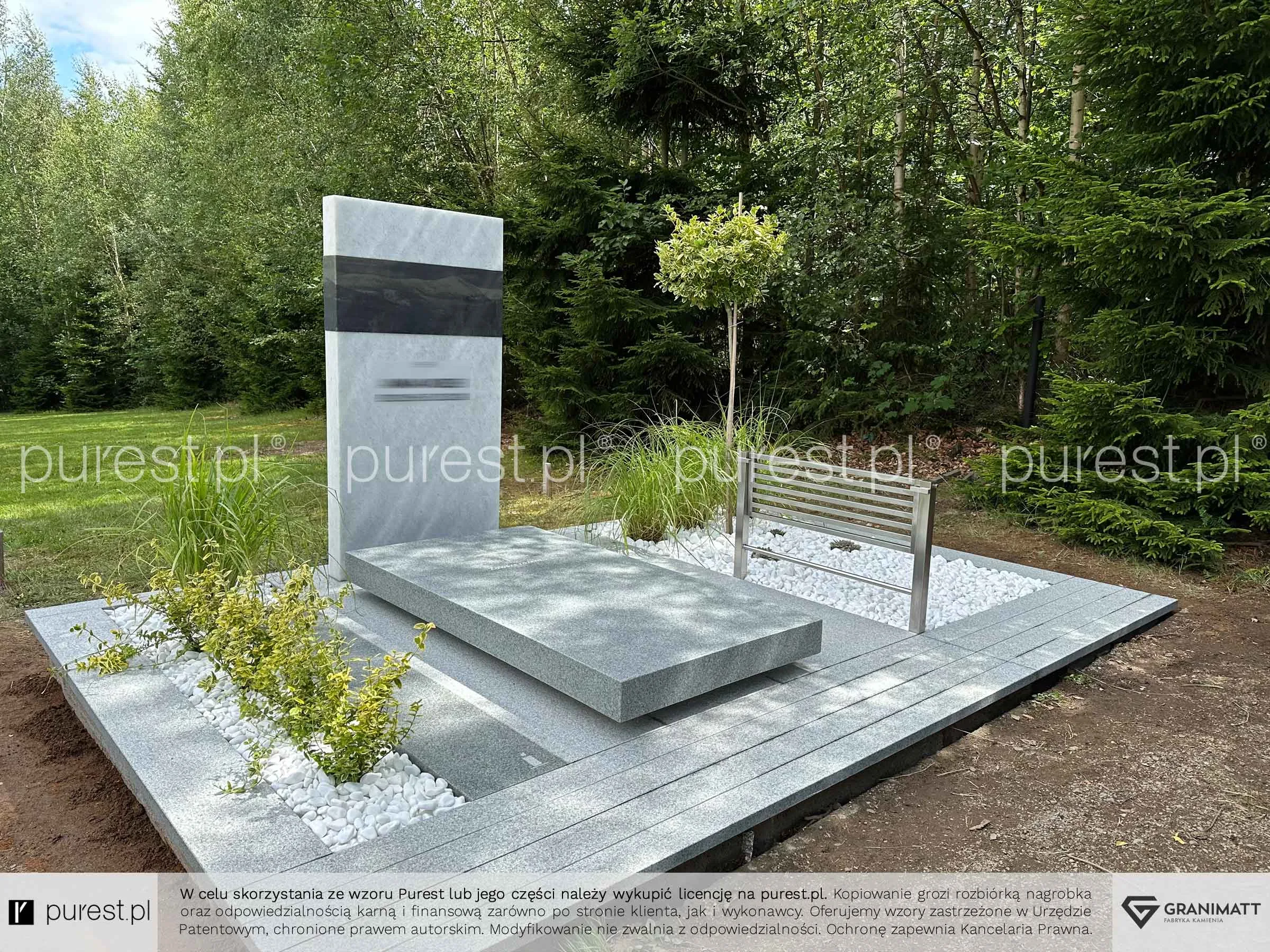 Nietypowy nagrobek z górami, dla podróżnika, ze stalą, z kamieni naturalnych, ze skwerem kontemplacyjnym i ławeczką, Karpacz