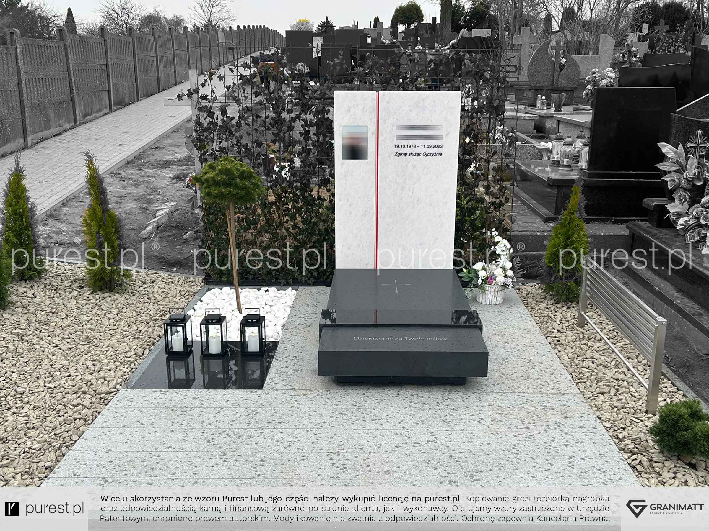 Nagrobek z motywem ojczyzny dla patrioty, dla żołnierza