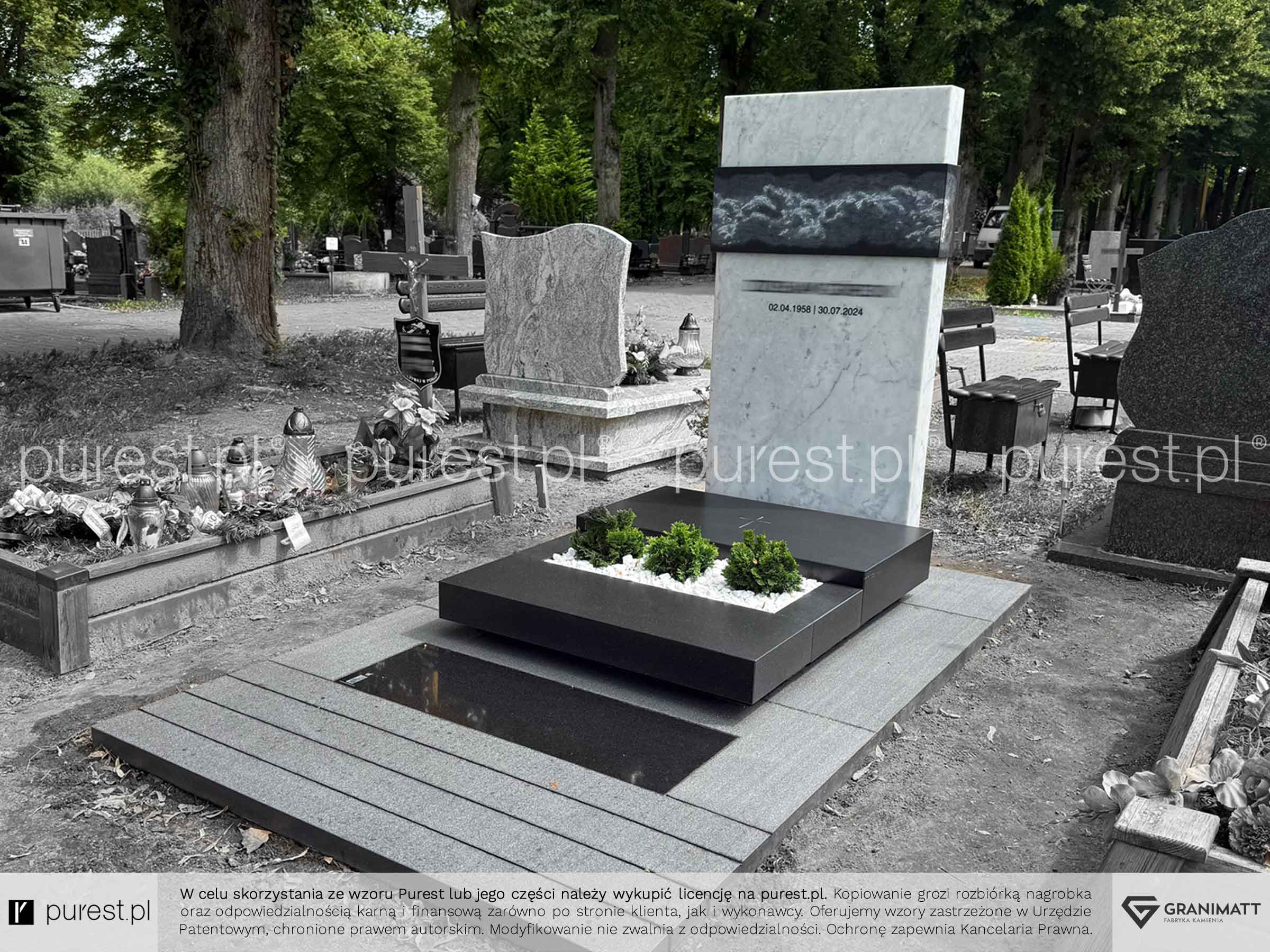 nagrobek urnowy nowoczesny z grawerem