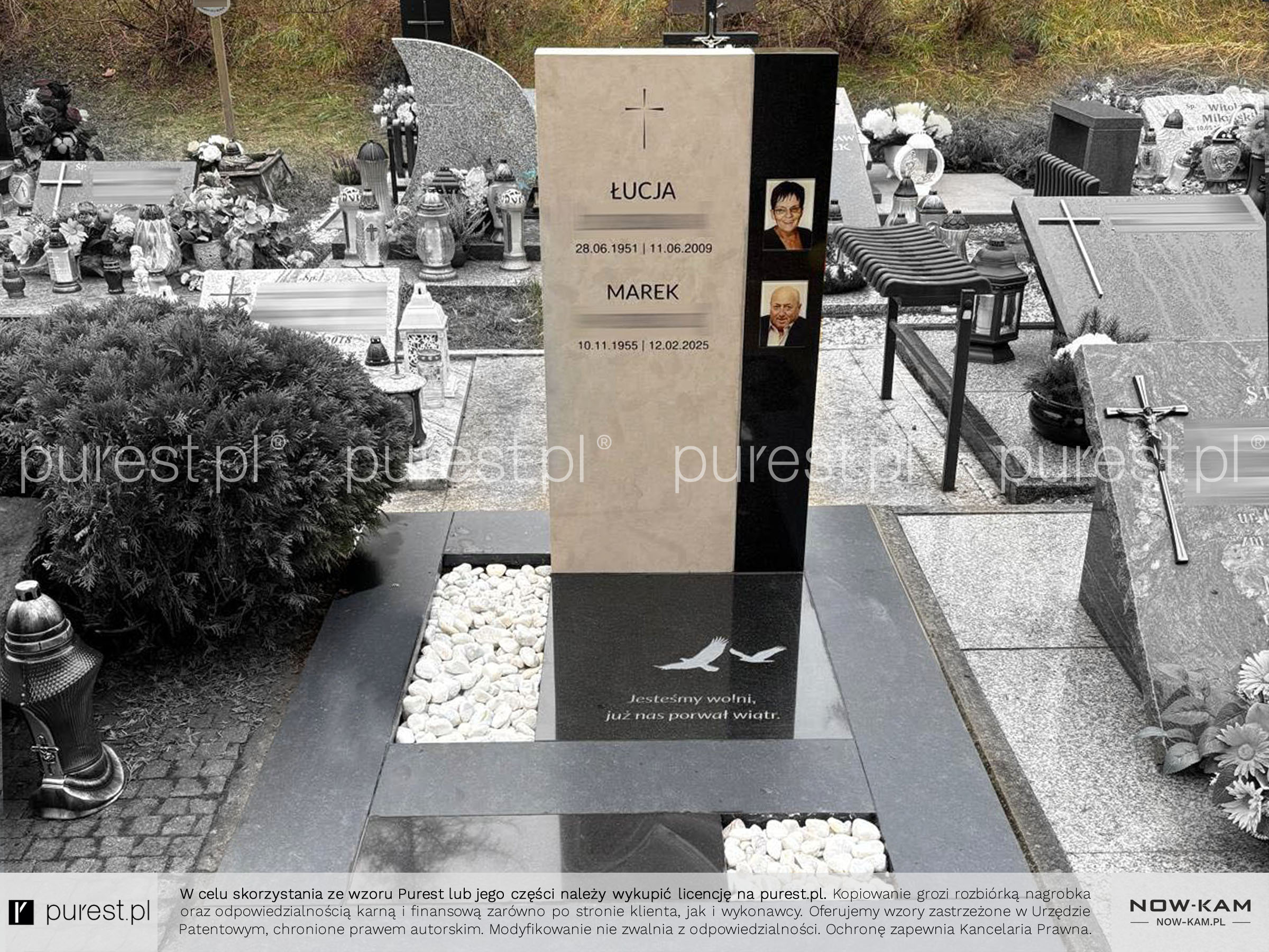 Nagrobek urnowy z ptakami